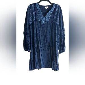 Chic Connection Blue Embroidered Tunic Dress Nwot